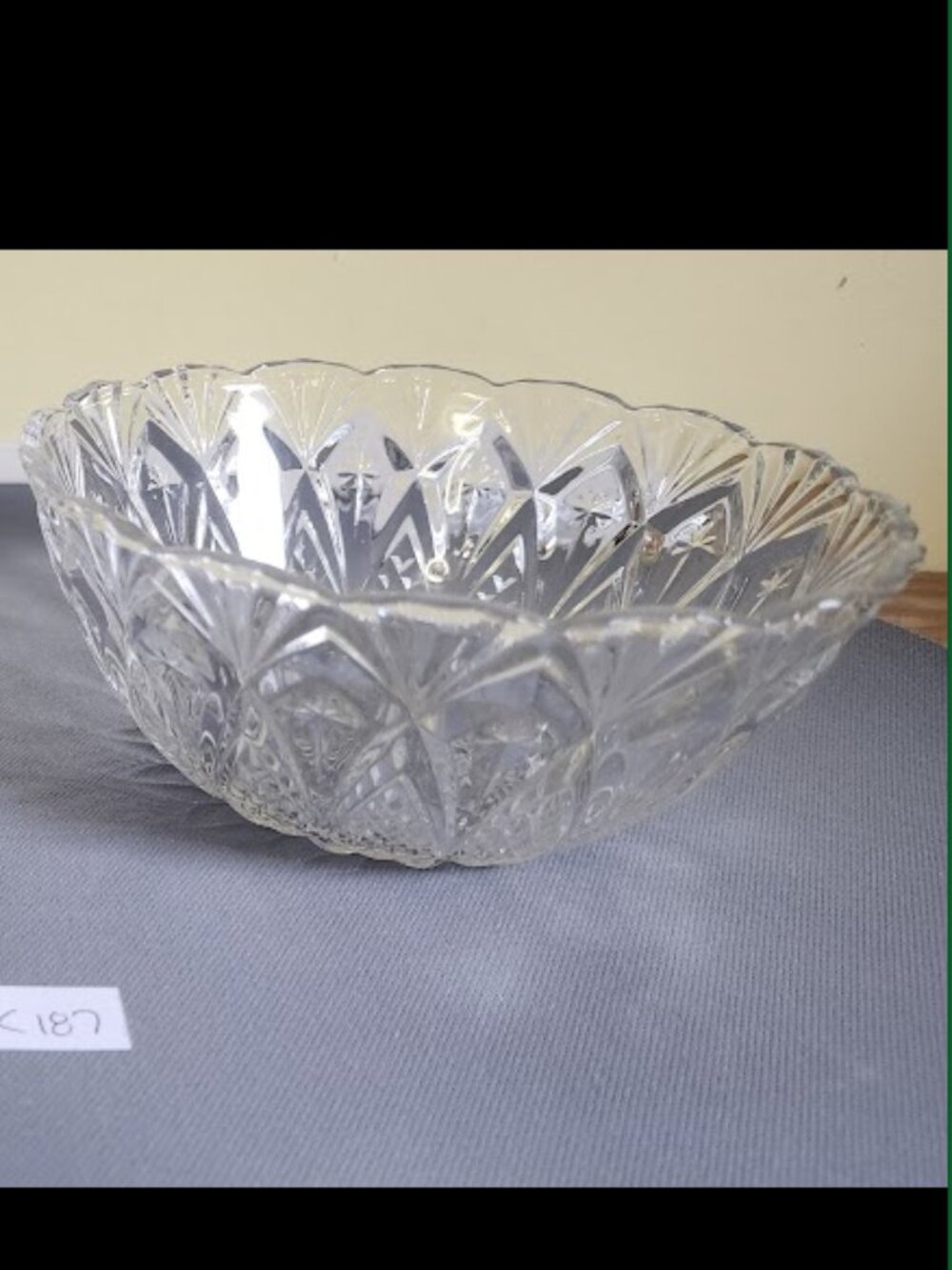 Vintage Clear Glass Serving Bowl France Wavy Edge 9" Granny Fruit Display